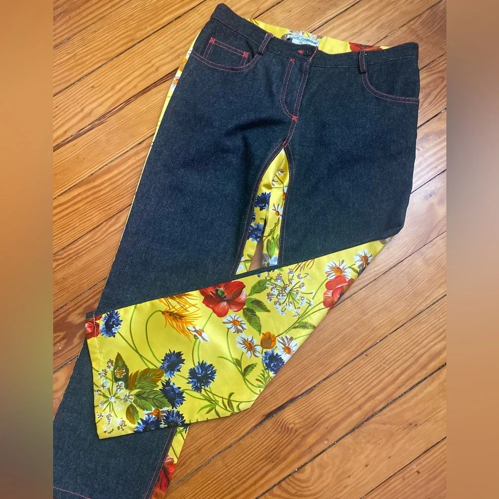 Archival Dolce & Gabbana F/W 1999 Silk-Denim Hybrid Runway Pants